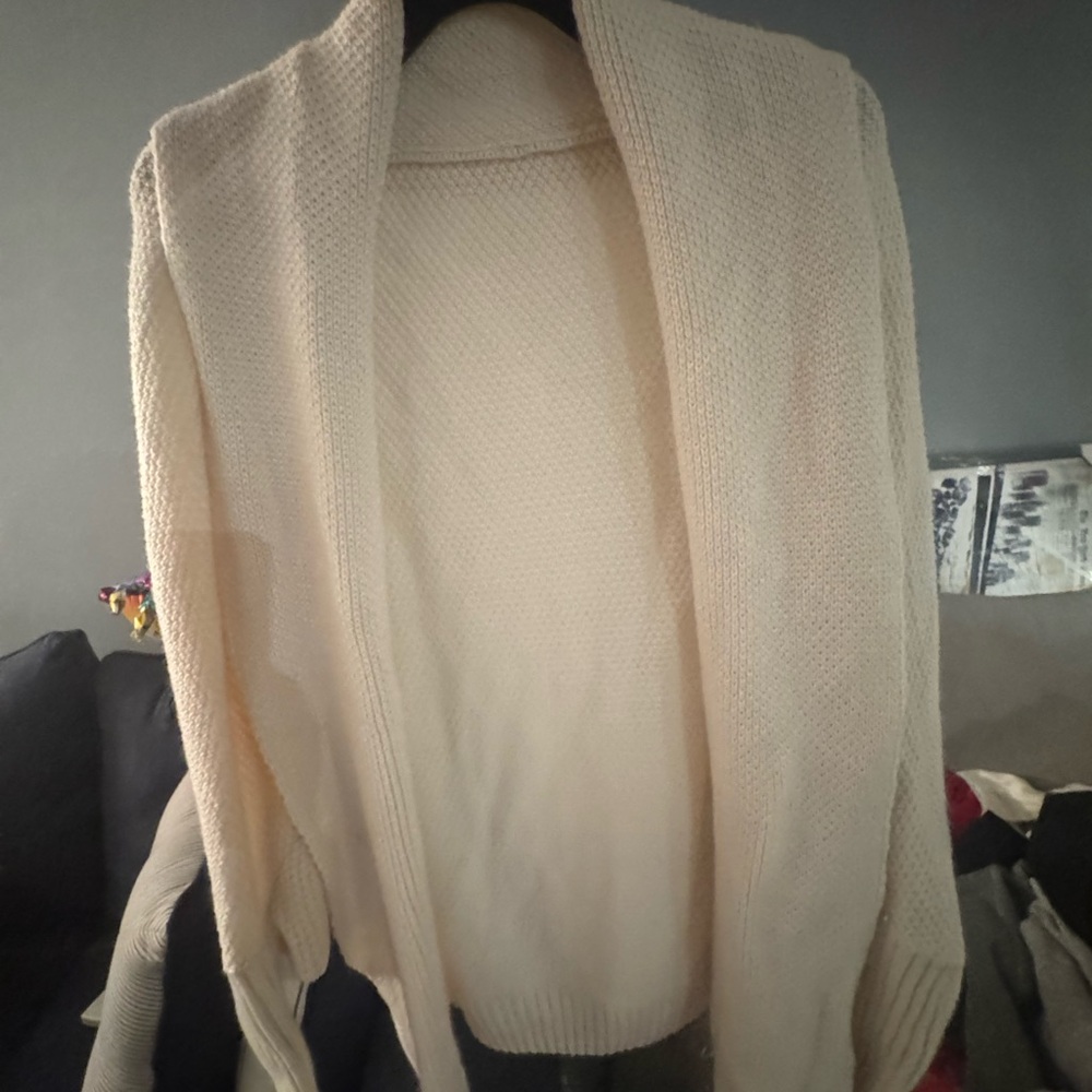 Cream Open-Front Women's Sweater